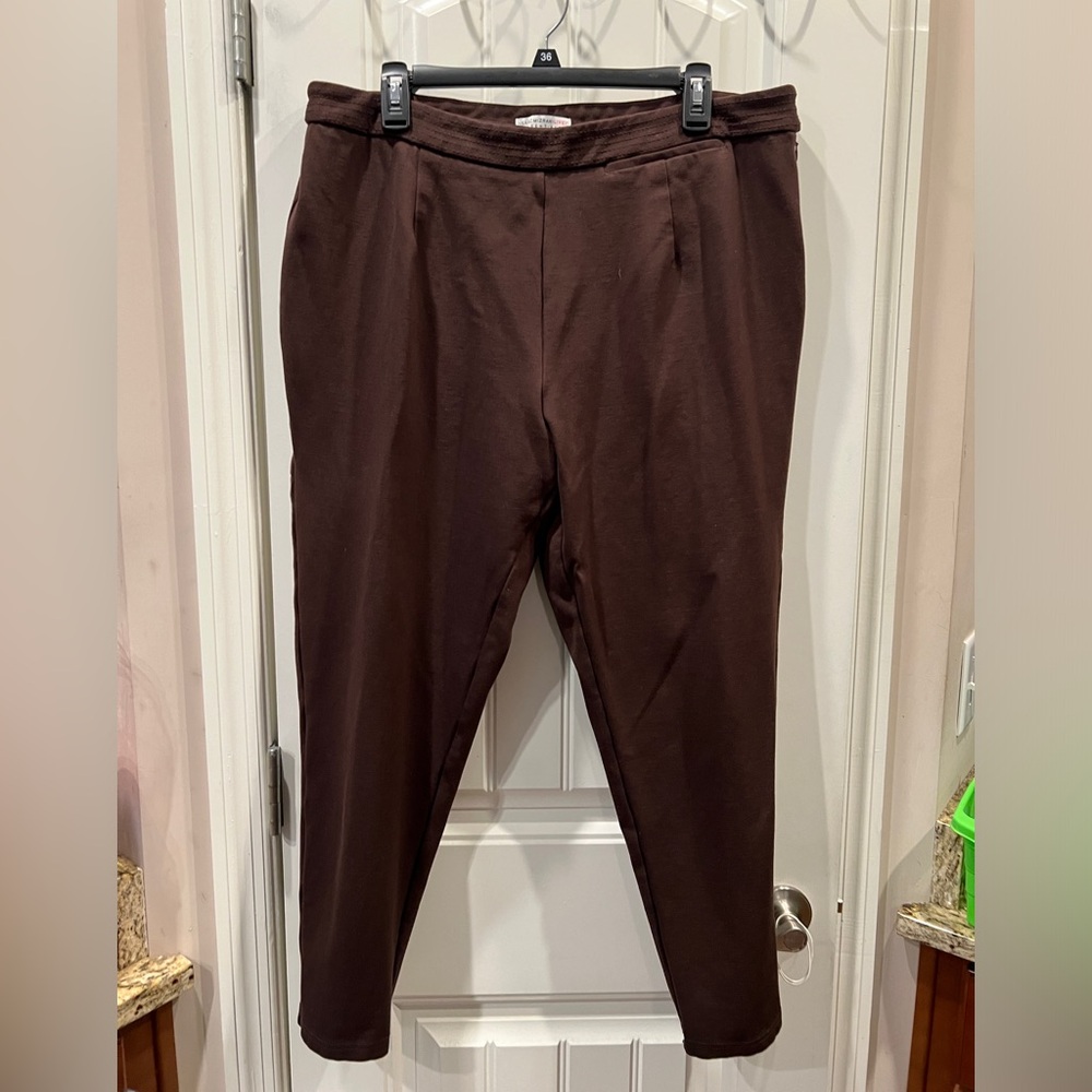 Isaac Mizrahi Live Brown Ponte Pants Sz 18w